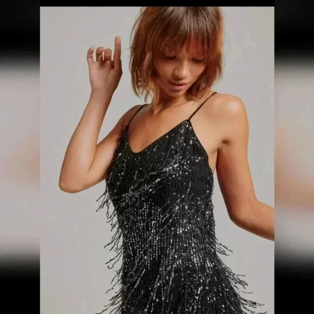 Jacqueline Ferrar Silk Fringe Trim Contrast Sequin Cami